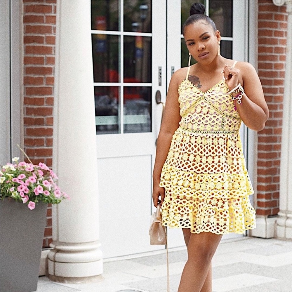 Lulus yellow crochet dress
